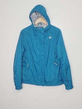 OUTBOUND Blue Teal Windbreak Zipper Front Pockets Trench Coat Lightweight Size L